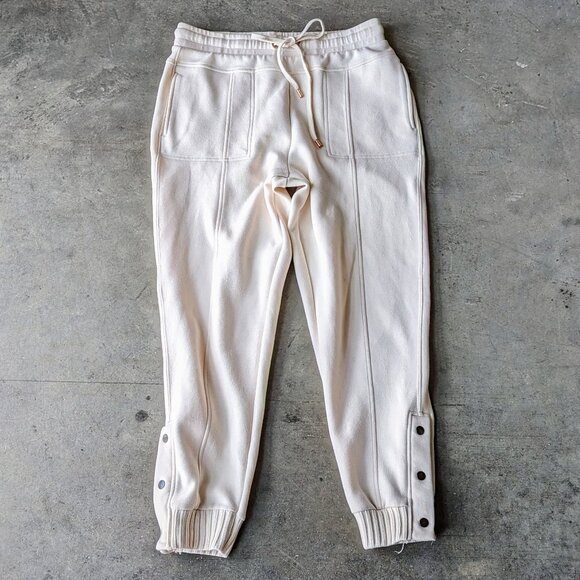 Anthropologie Saturday Sunday Ivory Dylan Cropped Snap Ankle Joggers small - Picture 2 of 9